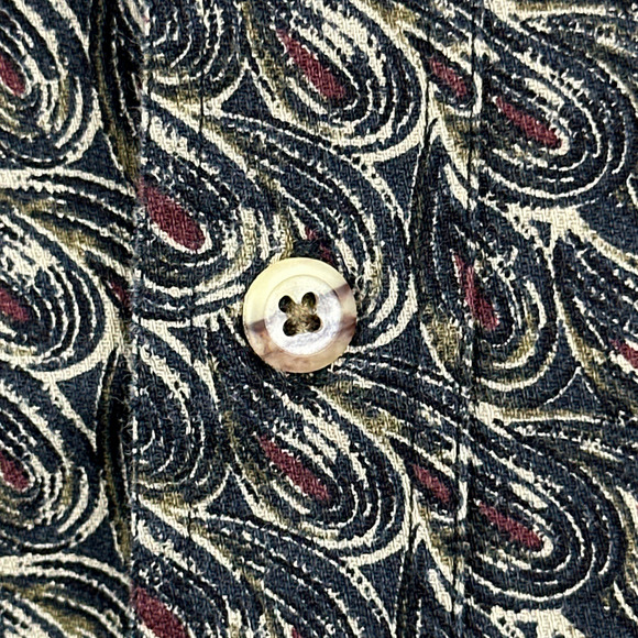 Vintage Enro Shirt Adult LARGE Brown Black Paisley 90s Psychedelic Long Sleeve - Picture 6 of 9